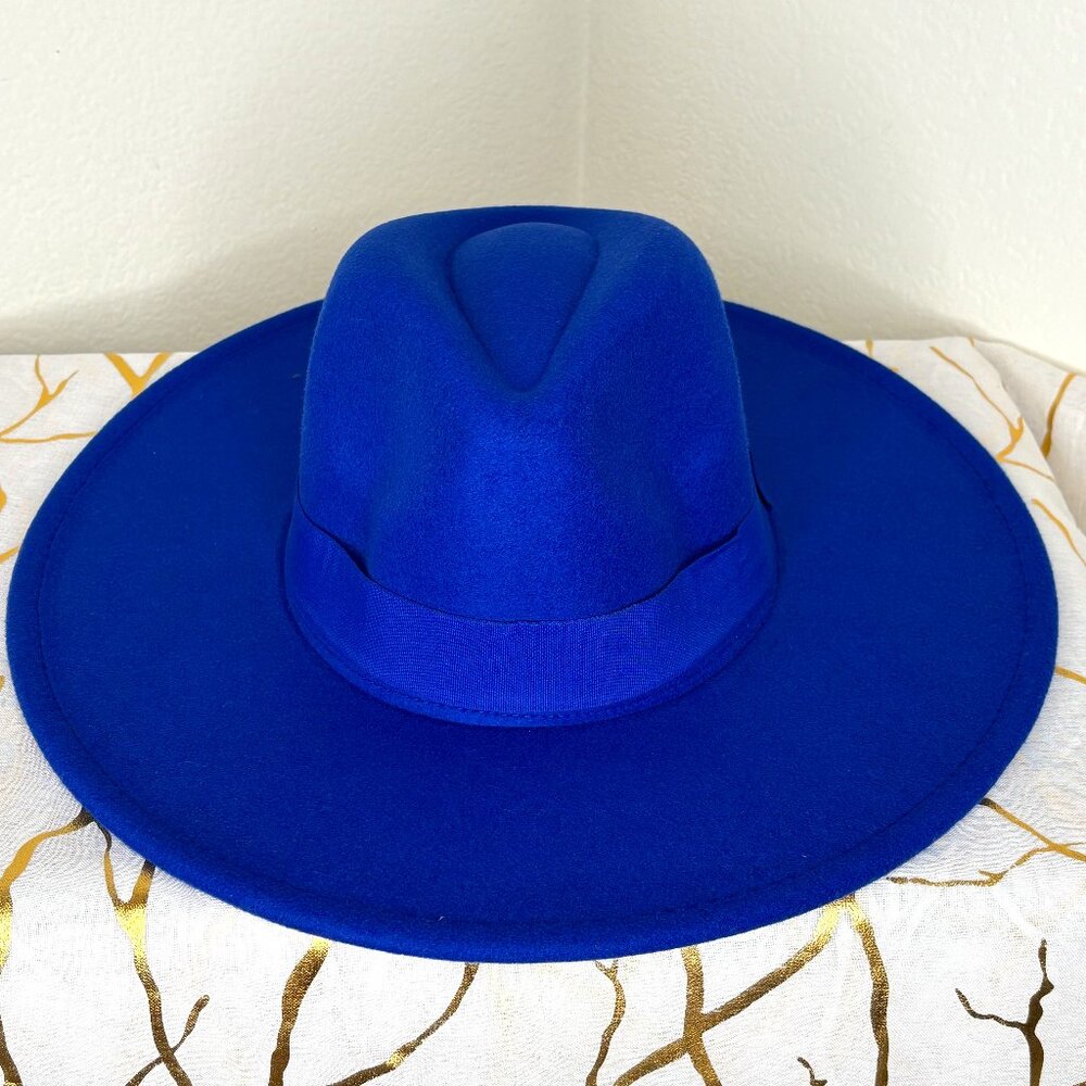 Royal Blue Wide Brim Fedora Hat | Bold Streetwear Statement